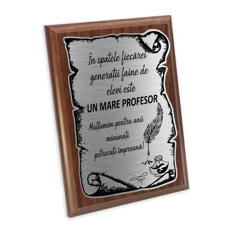 Un mare profesor multumesc, placheta lemn personalizata prin gravura, 165x115 mm, model divgs120 a